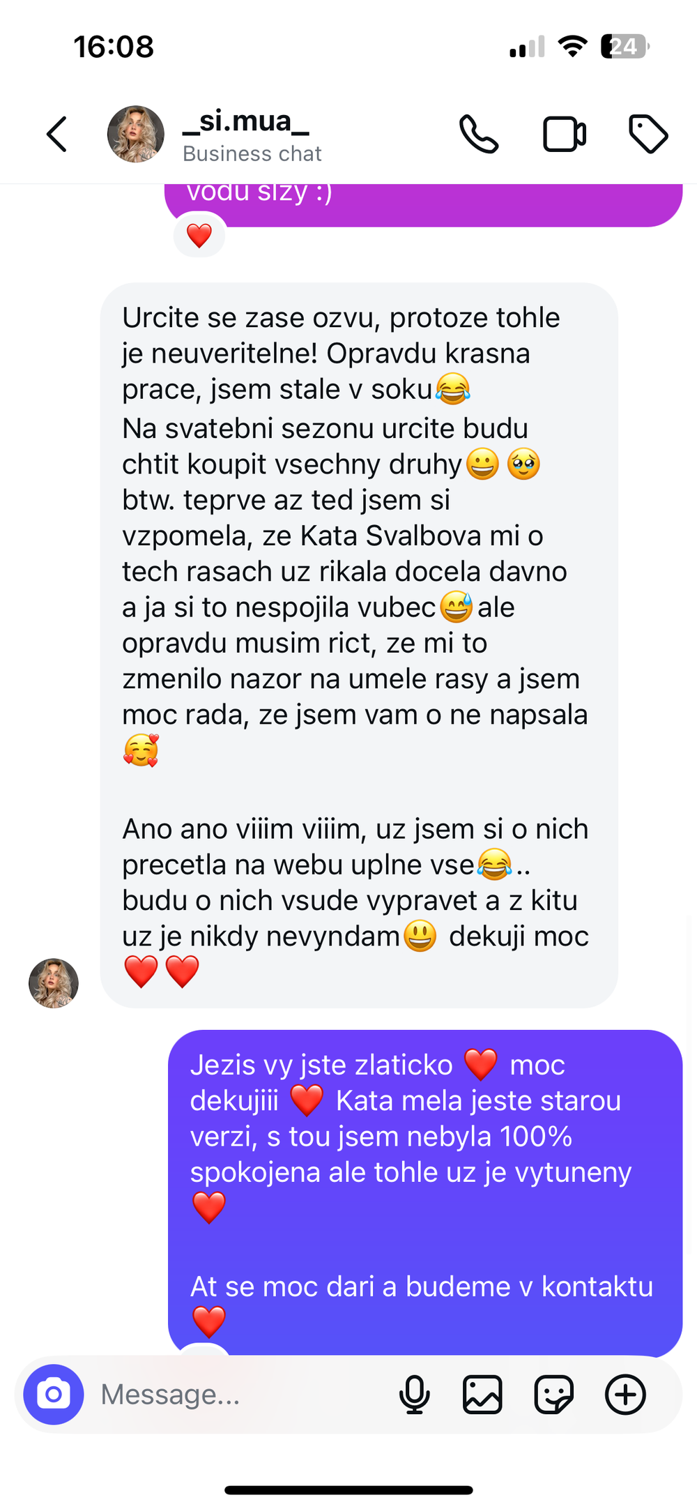 Zpráva zákaznice o zkušenosti s VANLASHES