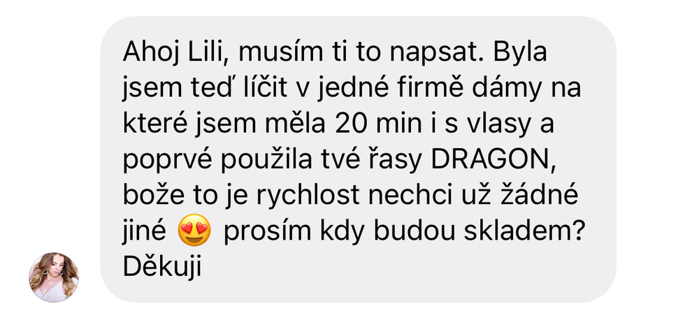 Zpráva zákaznice o zkušenosti s VANLASHES